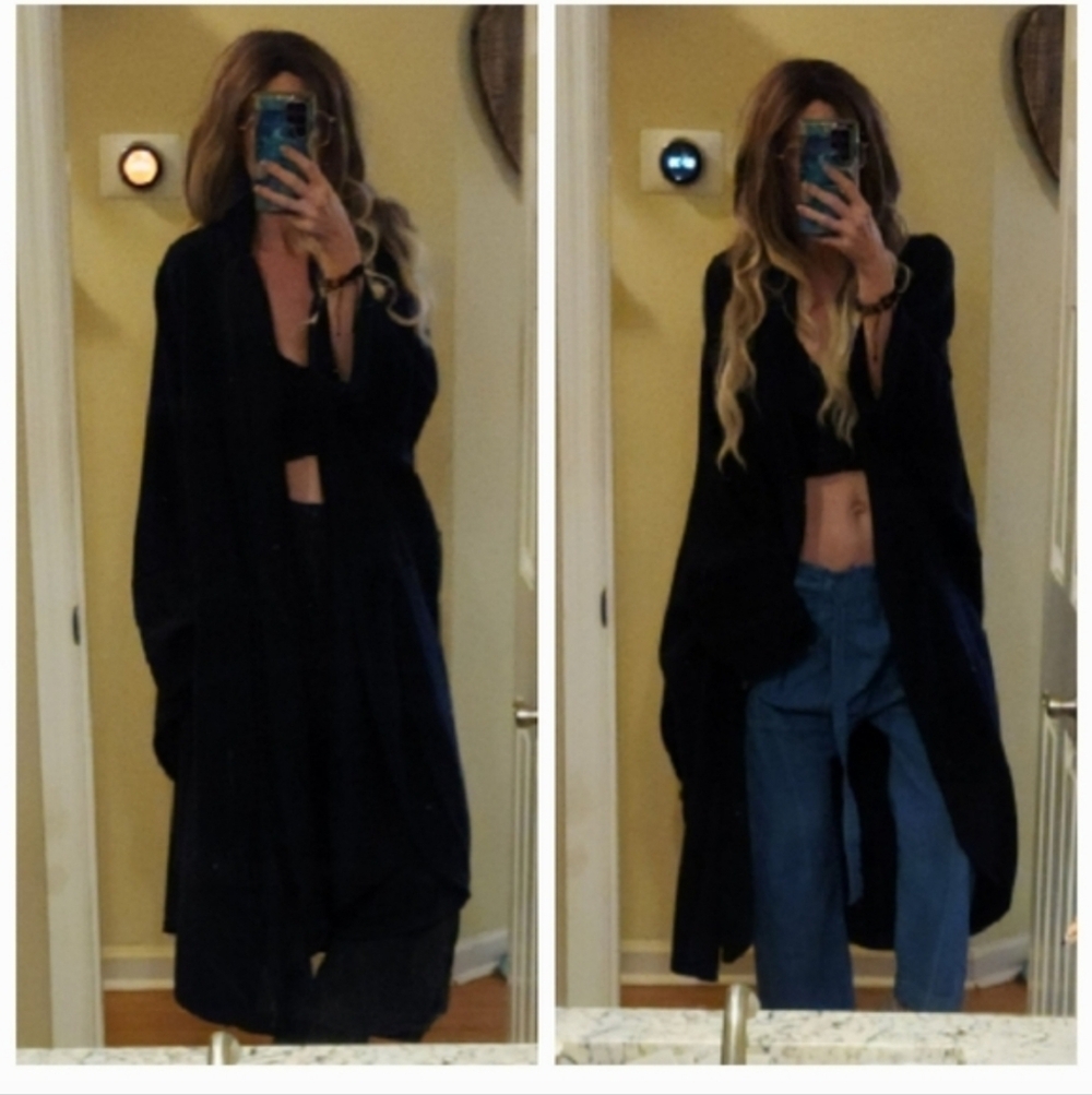RARE FREE PEOPLE IN FLIGHT PONCHO BLACK